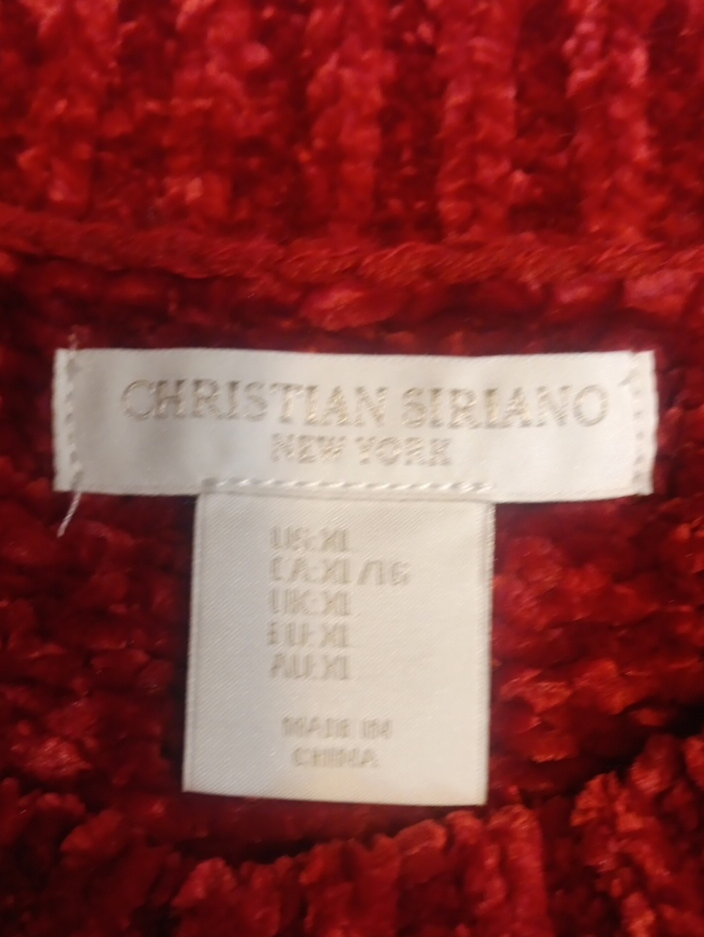 NWT Christian Siriano New York Red Chenille Crewneck Sweater - Picture 6 of 11